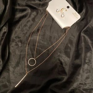 Charming Charlie Rose Gold Necklace/Earring Set.